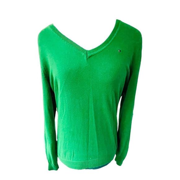 Tommy Hilfiger Pima Cotton Blend Kelly Green Sweater Size Medium - Picture 1 of 6
